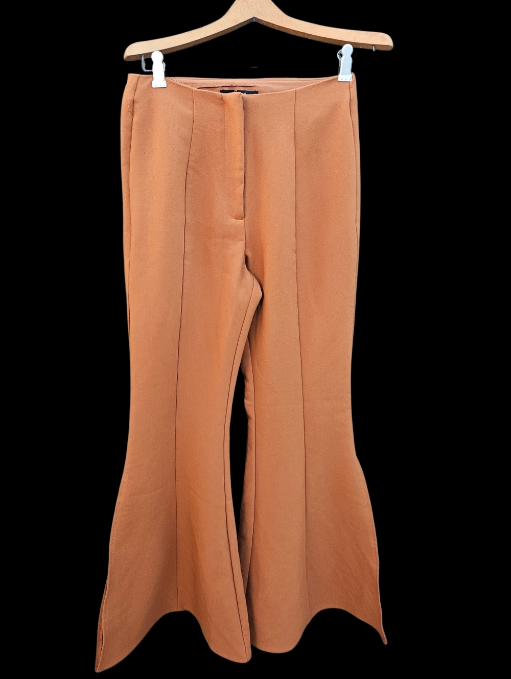 Women's High-Rise Flared Pants in Rust Size M
